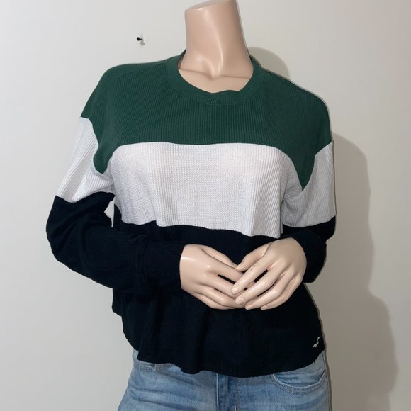 HOLLISTER CALIFRONIA WHITE & GREEN WAFFLE KNIT TOP - XS - Picture 2 of 10